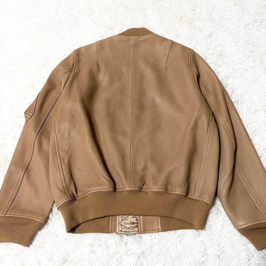 極美品】ロンハーマン ma-1 ラムレザージャケット XS ベージュ系