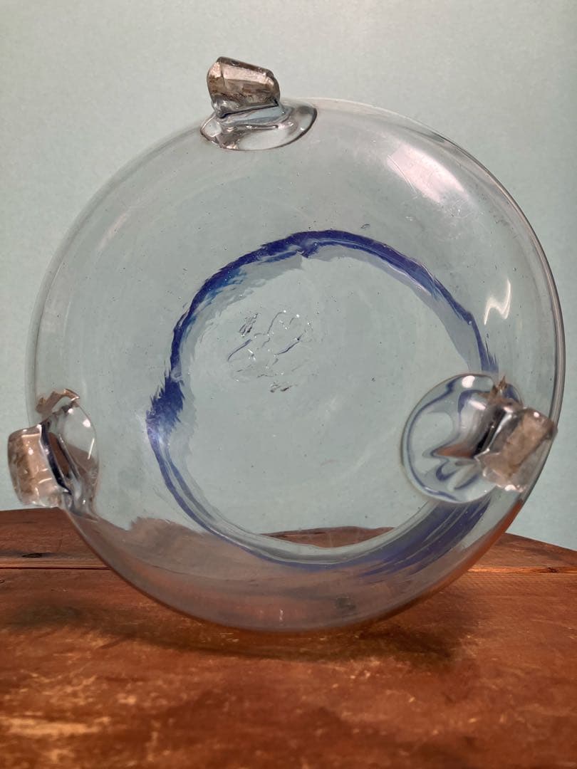 大正時代の吹きガラス製三つ脚金魚鉢◇レトロガラス◇和ガラス