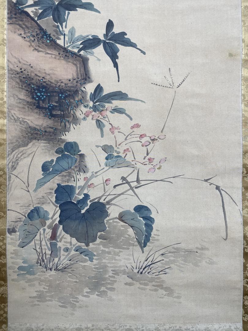 や*ん様 山本梅逸 花鳥図 二重箱 江戸 尾張南画 名古屋生 中国 掛軸