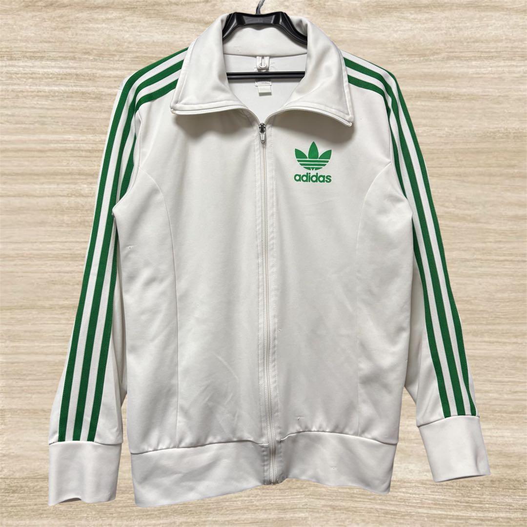 超美品 アディダス トラックジャケット ホワイト グリーン 白/緑 L