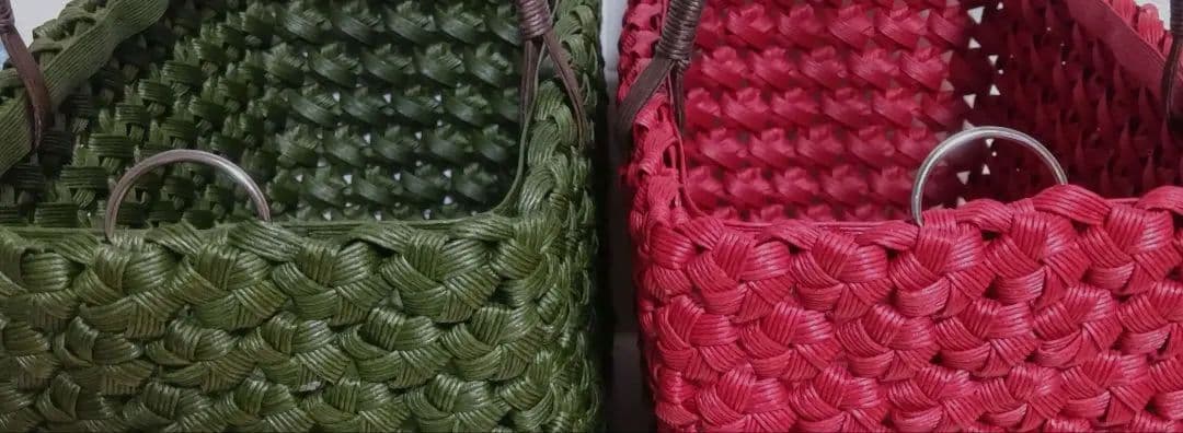 《 ぴいすけ》エコクラフトバンド　かごバック／花結び／２点