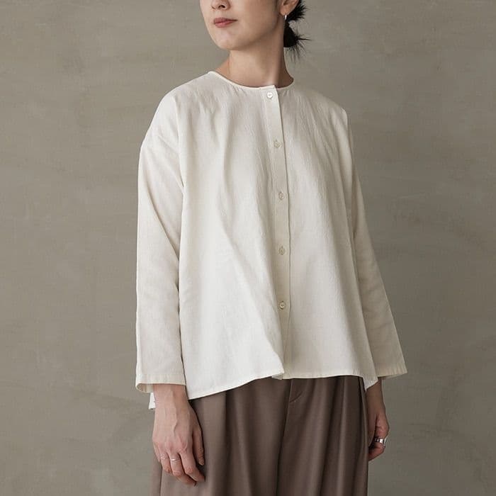 2025年 evam evaコットンウールノーカラーシャツ - メルカリ