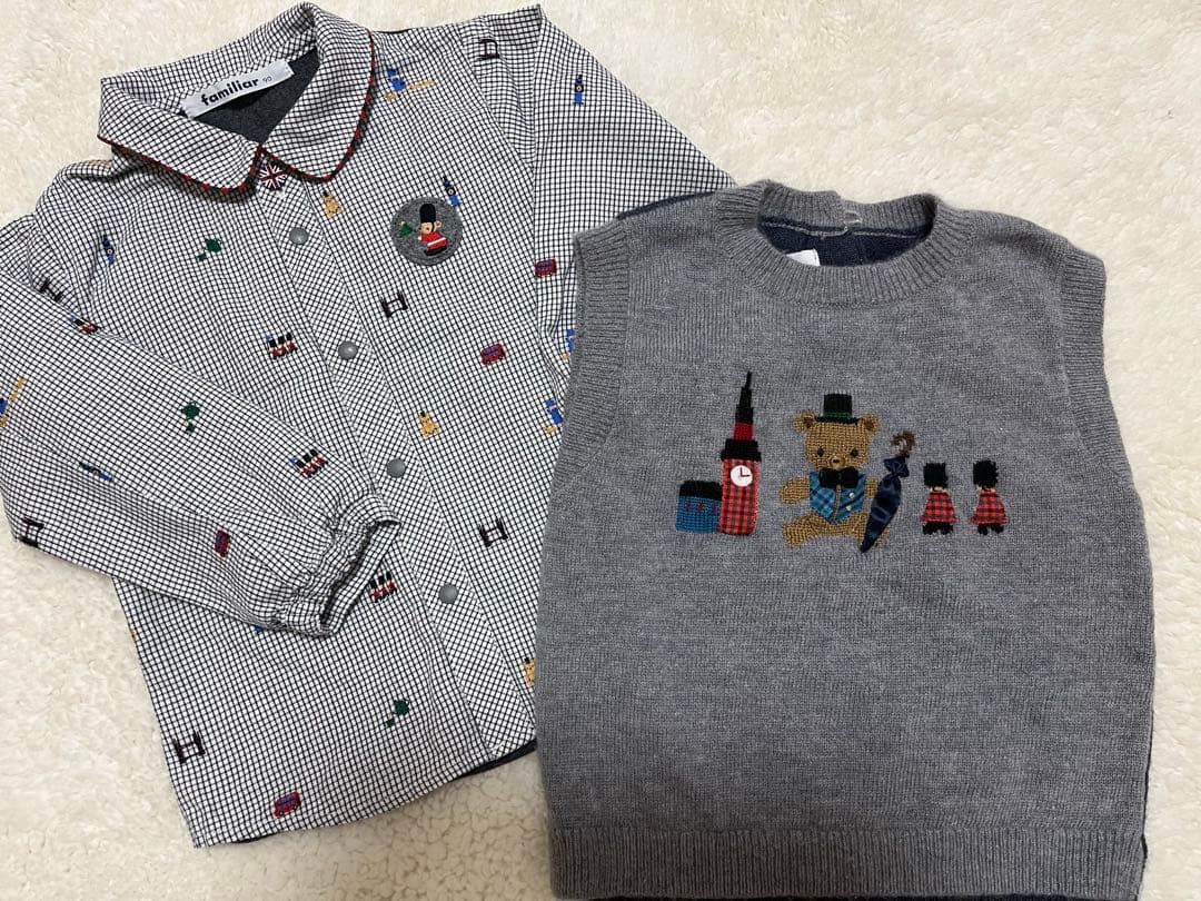 ファミリア 刺繍デザイン グレー トップス 90 - メルカリ