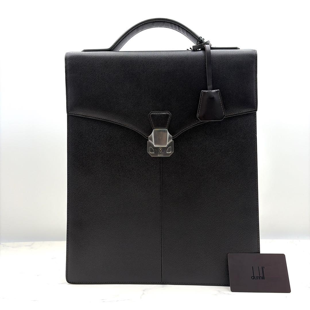 極美品 ダンヒル 縦型 トート ビジネスバッグ 黒 本革 A4 PC - メルカリ