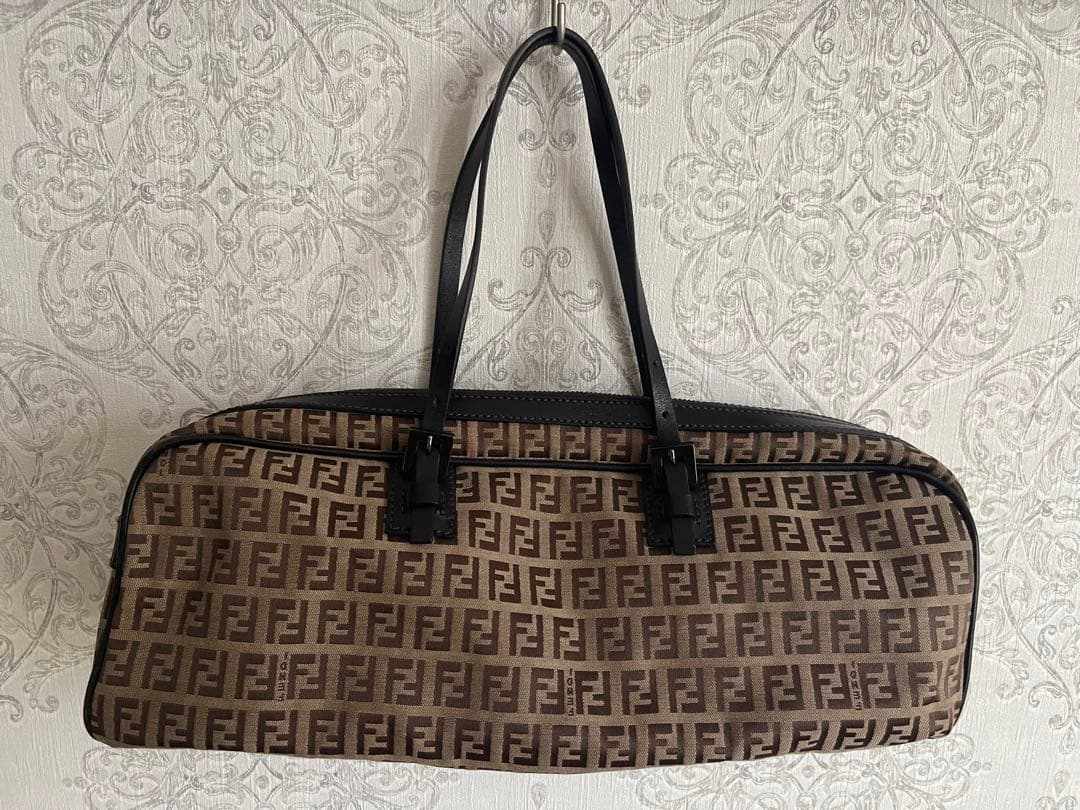 Fendi ボストンバッグ ブラウン キャンバス/レザー FENDI フェンディ ボストンバッグ ズッカ柄 キャンバス レザー