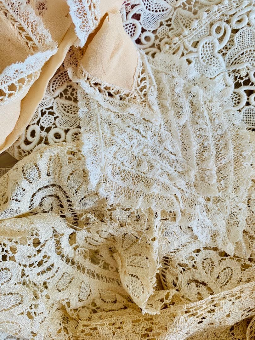 フランスアンティークレース5種set エクリュカラー※古色ホワイト※G