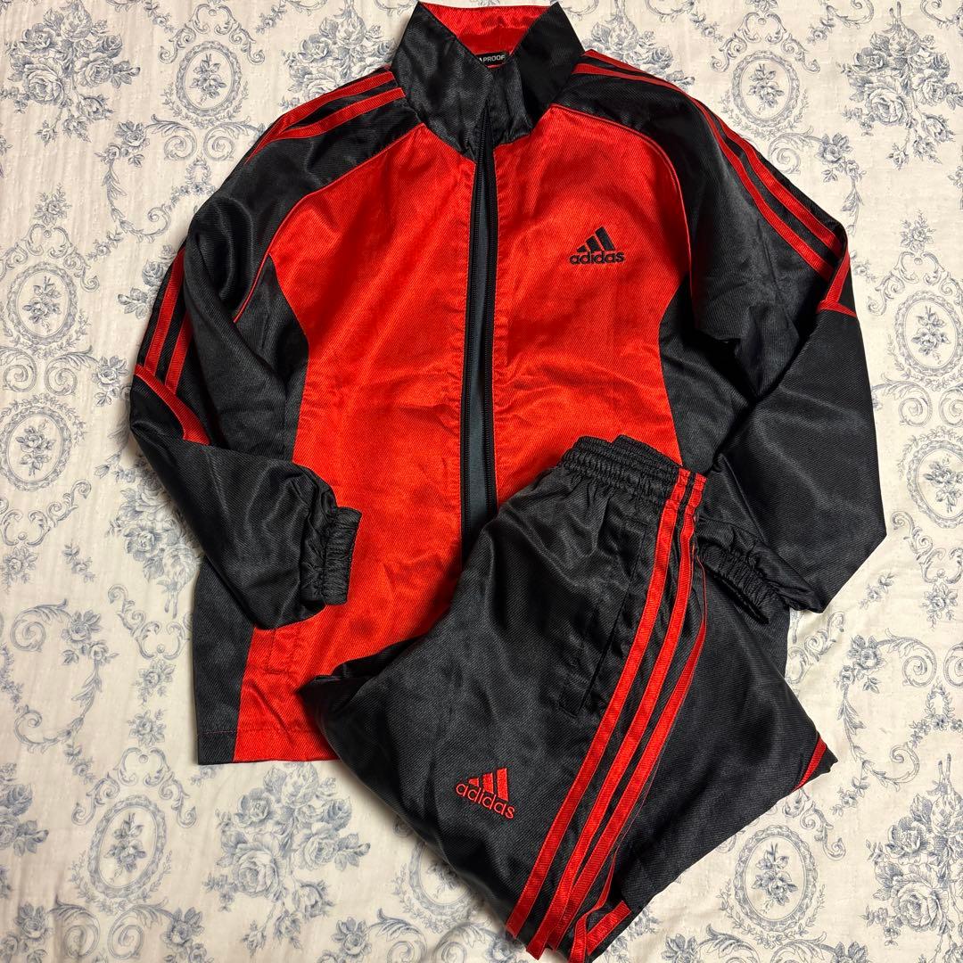 adidas ジャージ上下セット 赤/黒 - メルカリ