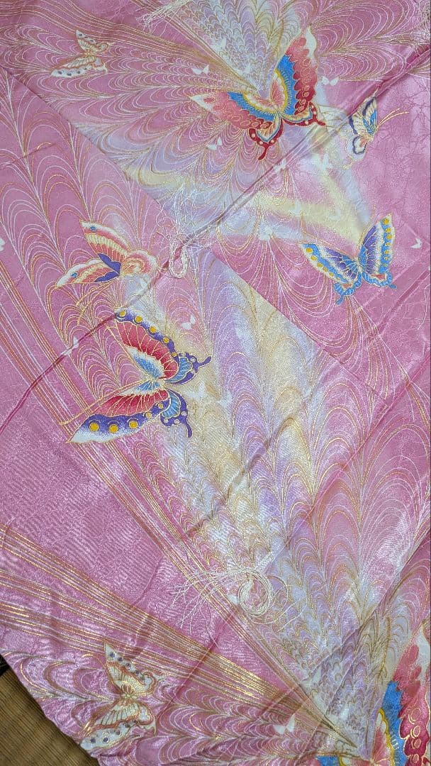 ◇年始 セール◇婚礼ぶとん① 掛け敷きセット 年代物 ピンク 蝶