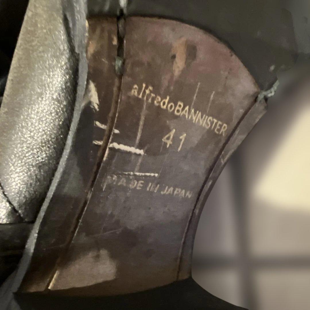 アルフレッドバニスター ニット ラム革 ブーツ ブラックオリーブ