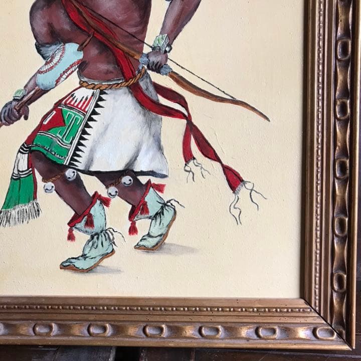 希少品！1970年代 カチナ精霊ダンスの油彩 ヴィンテージネイティブ