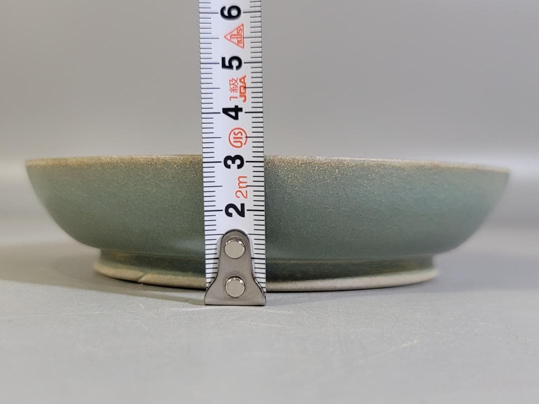 中国美術 青釉 皿 幅 13.5cm DT409