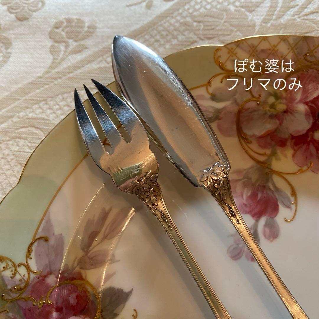 フランス／E.Lefebvre】純銀／フィッシュナイフ＆フォーク 10セット