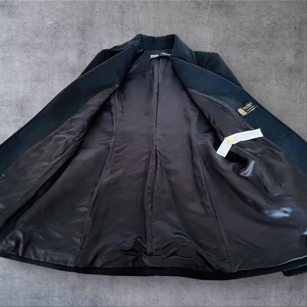 ザラ】ケープコート ポンチョ 金ボタン マンテコ ウール 完売品 黒 S