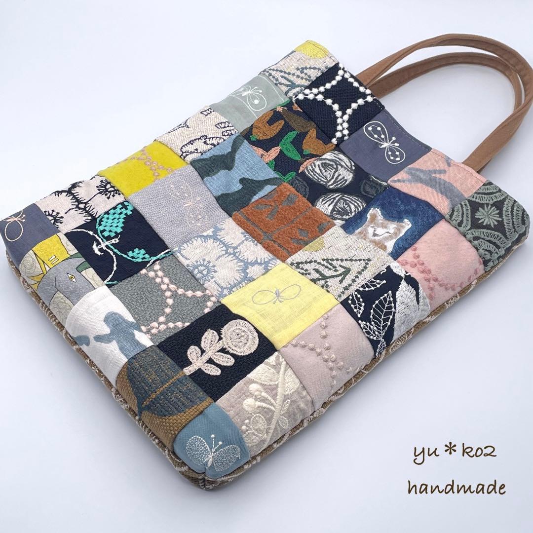 ㊺ミナペルホネン*パッチワーク ハンドメイド バッグ ミナペルホネン A4パッチワーク バッグ minaperhonen トートバッグ