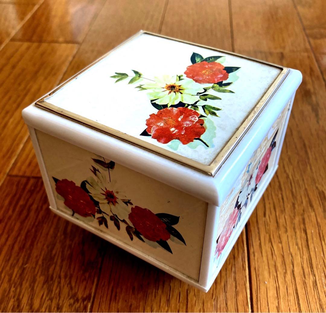 オルゴール 鏡付き ジュエリーボックス 小物入れ 宝石箱 花柄 昭和