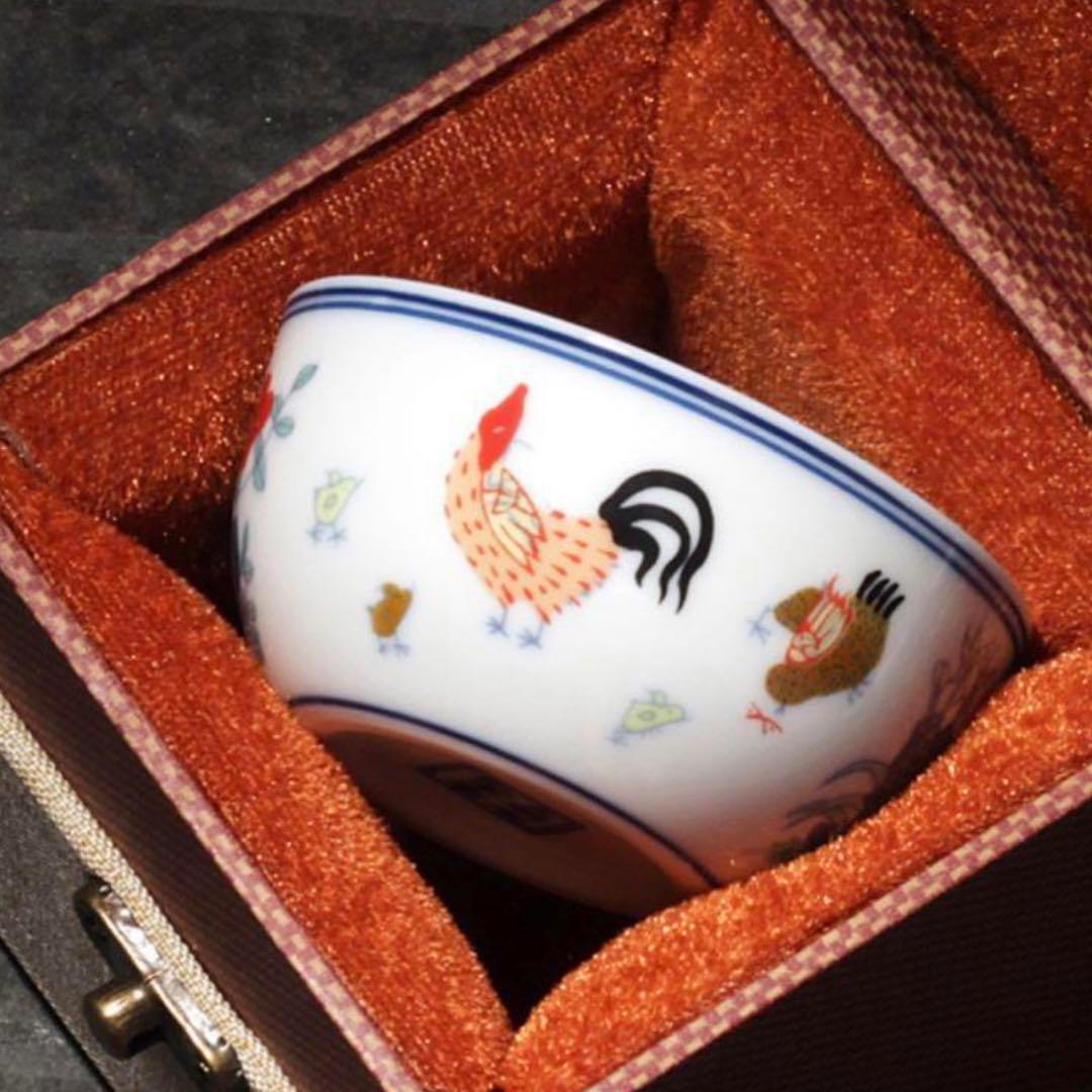 蔵出 中国骨董 官窑大明成化年製斗彩鶏缸杯 景徳鎮製チキンカップ 38億