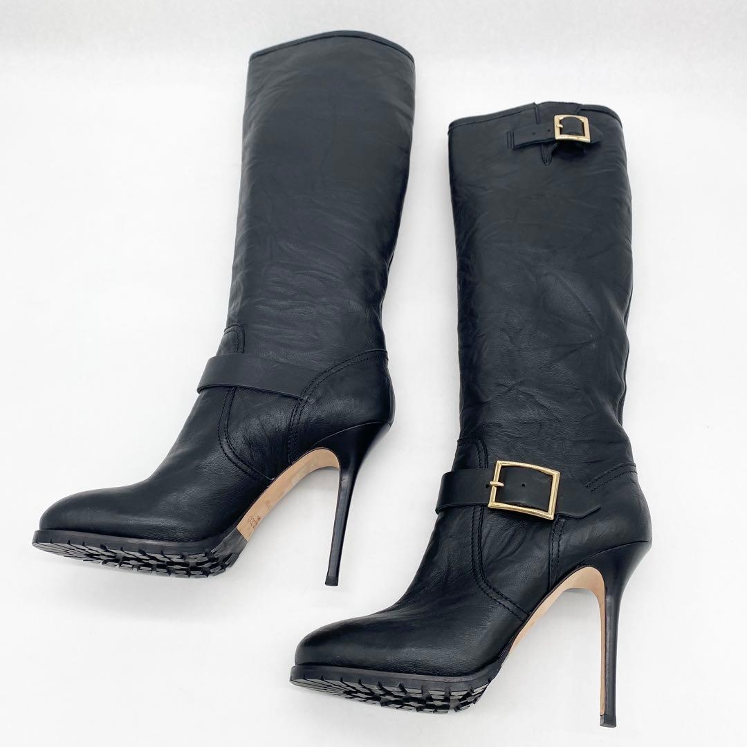 A18688 美品 ジミーチュウ GALEN レザーバイカーブーツ 黒 39 - メルカリ