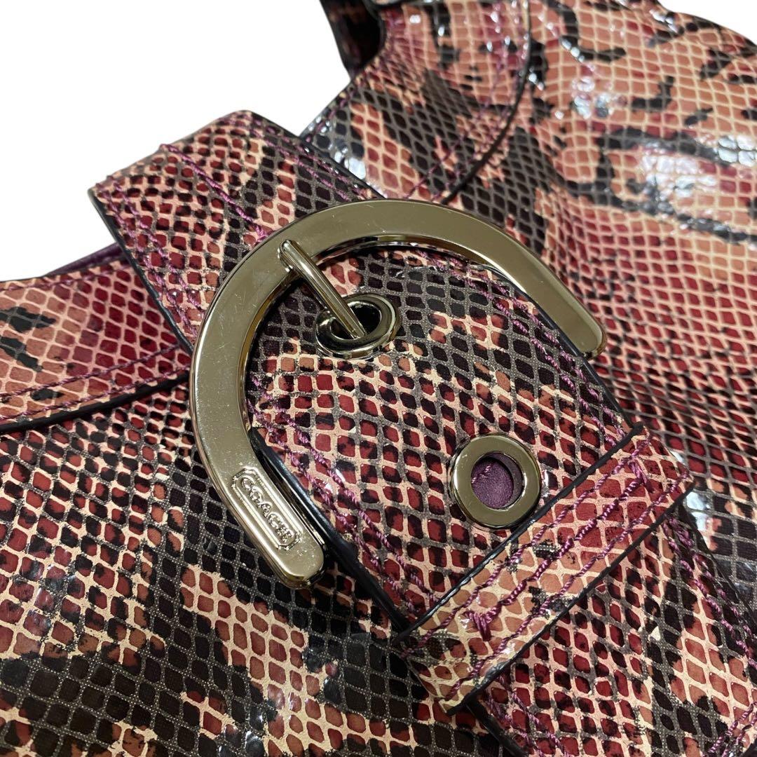 希少 コーチ ソーホー パイソン ハンドバッグ ワンショルダー パープル