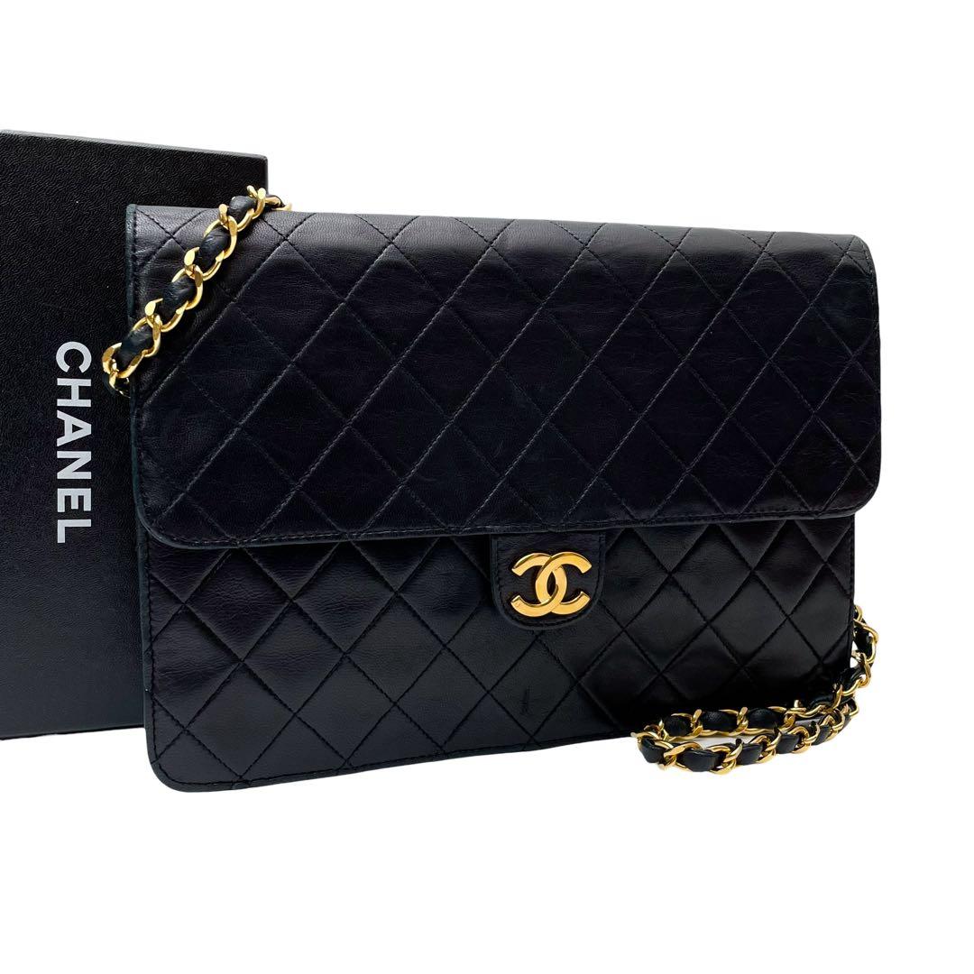 シャネル マトラッセ ラムスキン ココマーク チェーン ショルダー バッグ 黒 シャネル チェーンショルダーバッグ ラムスキン ココマーク マトラッセ