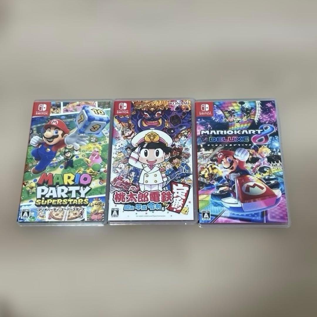 【3点セット】Switchカセット マリオカート マリオパーティ 桃太郎電鉄 あつまれどうぶつの森・スーパーマリオパーティ・桃太郎電鉄 3本セット