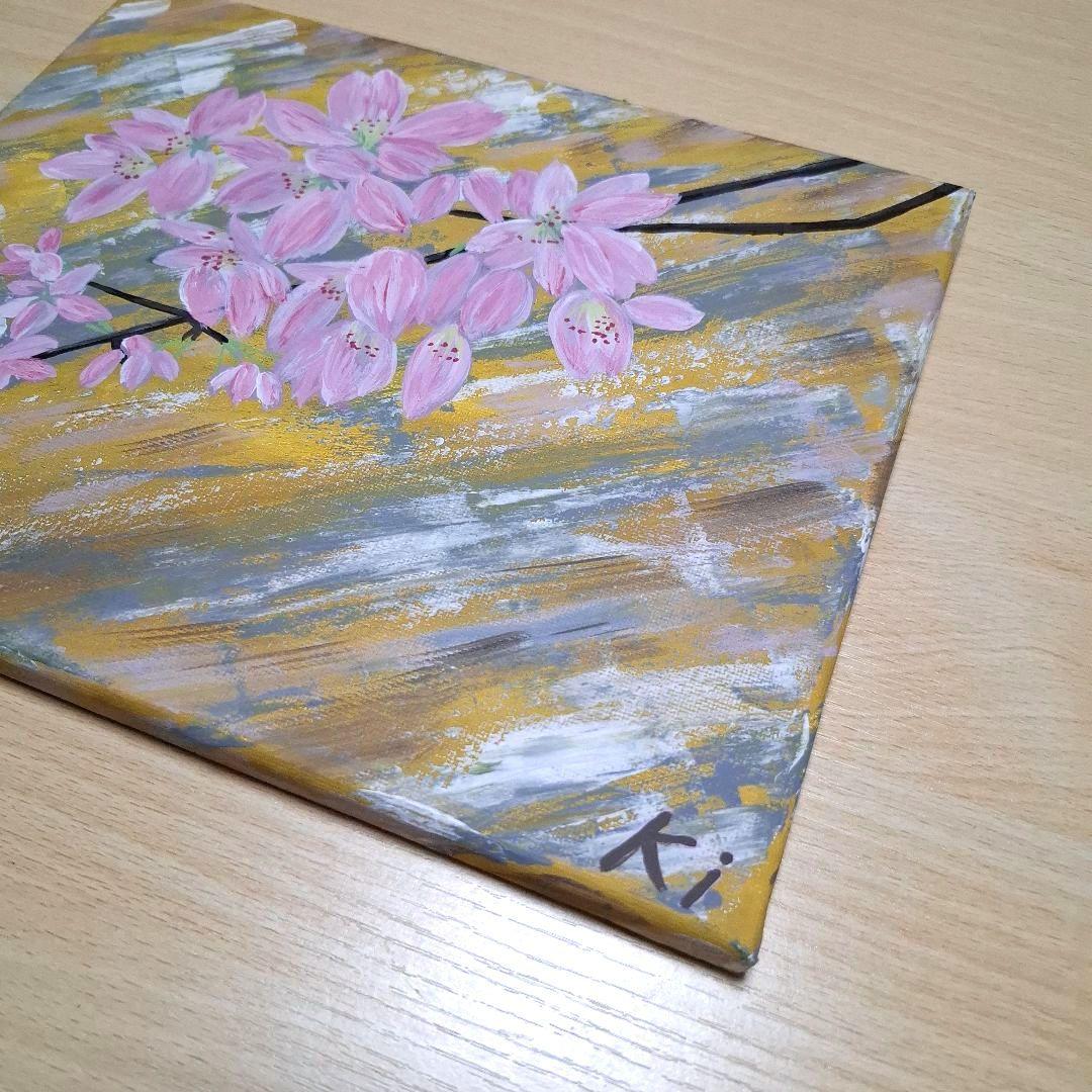 桜の花の絵画 アクリル画 F3号 キャンバス 原画 アート 風景画 - メルカリ