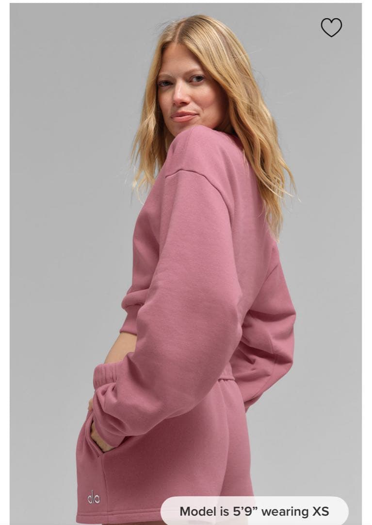 alo yogaピンク クロップドスウェット S 安い 価格