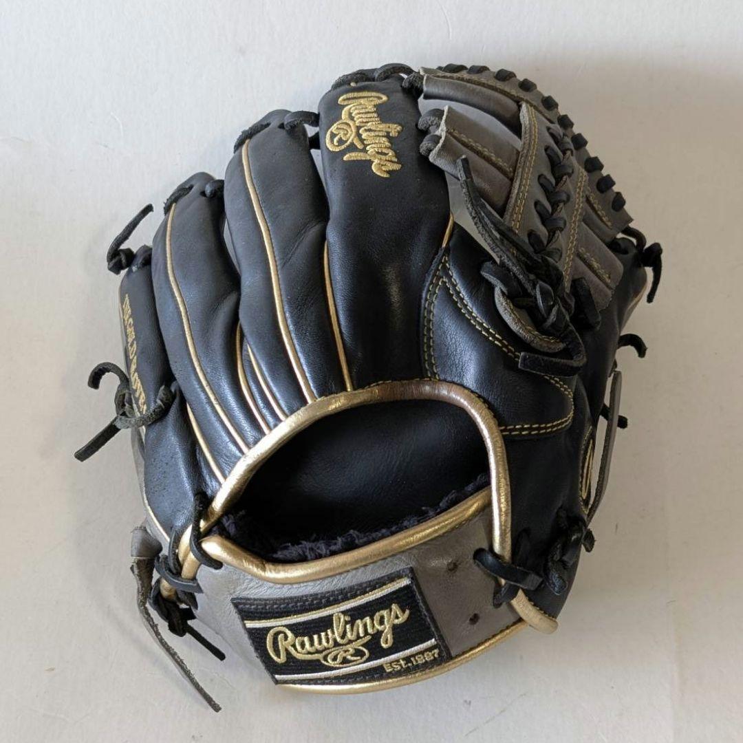 美品 Rawlings 軟式グローブ 黒/グレー/ゴールド Rawlings（ローリングス） 軟式用グラブ GR3HTCN62 内野手用 サイズ