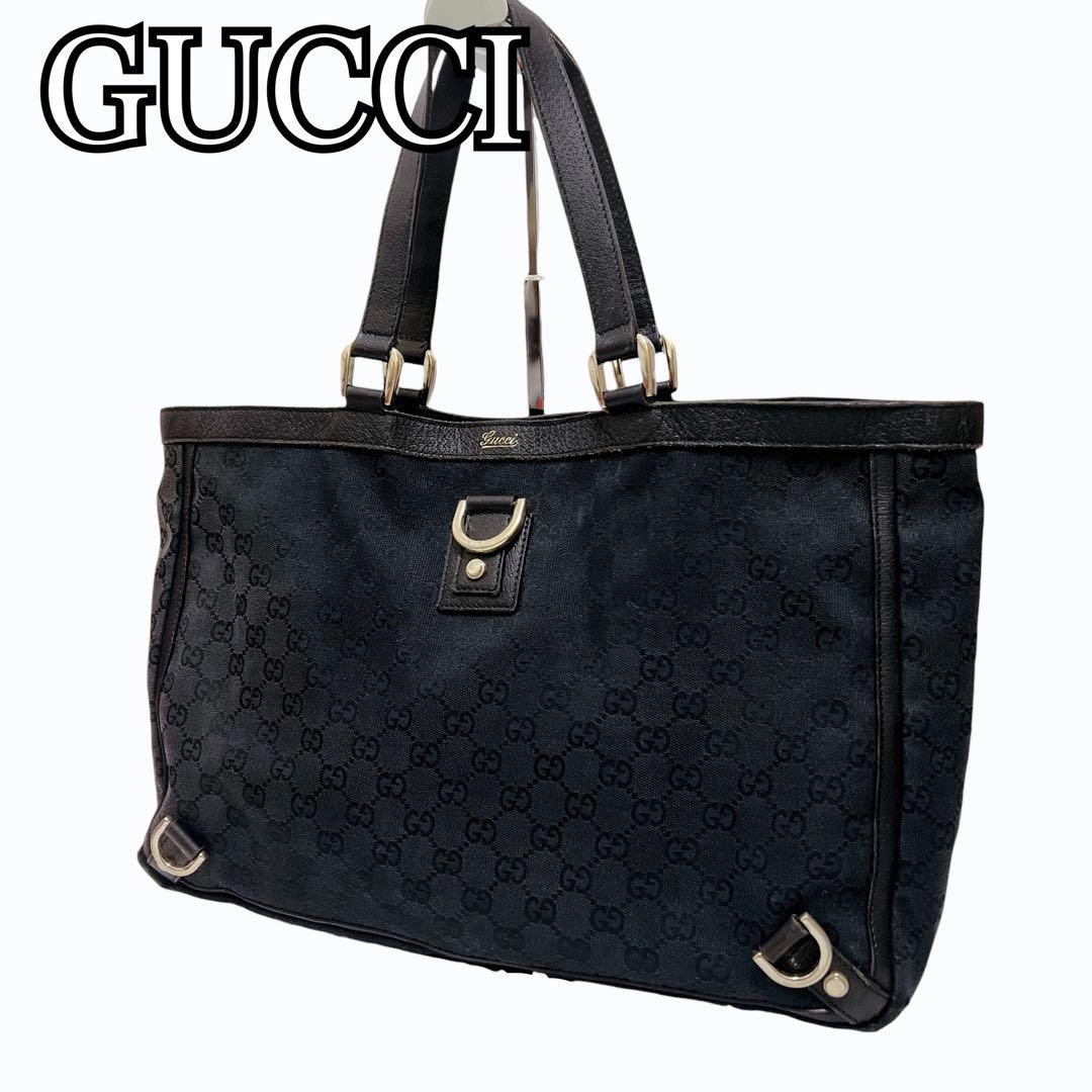 GUCCIグッチ アビー トートバッグ GG キャンバス 肩掛け A4収納可 黒