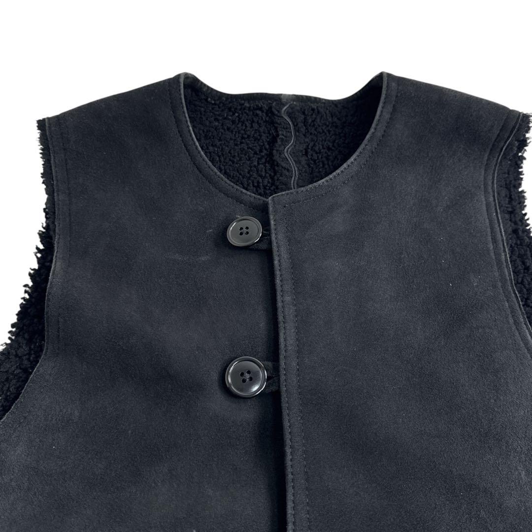 本革】BEAMS PLUS リアルムートンベスト 黒M 羊革 ビームスプラス