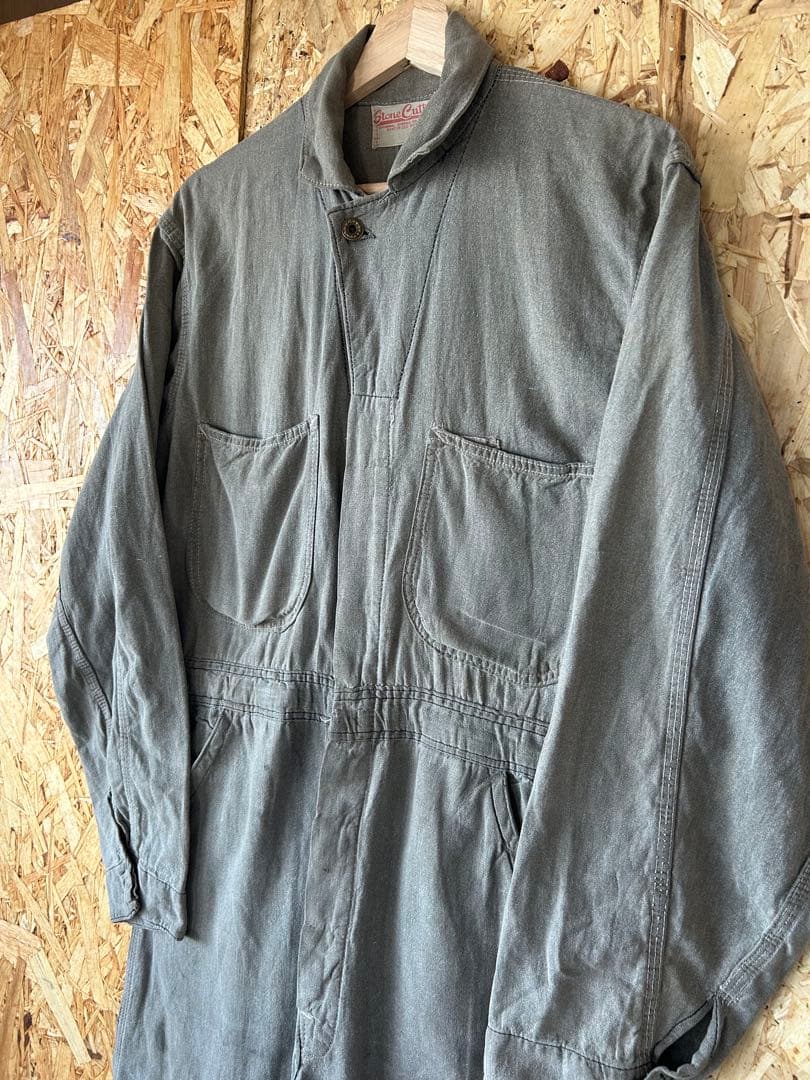 40s ブラックコバート オールインワン 黒シャン ツナギ 月桂樹ボタン