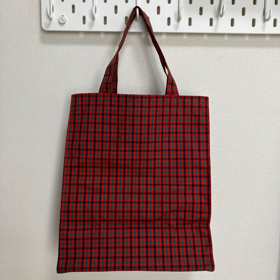 familiar☆赤系ファミリアチェックトートバッグ（大） A4収納可