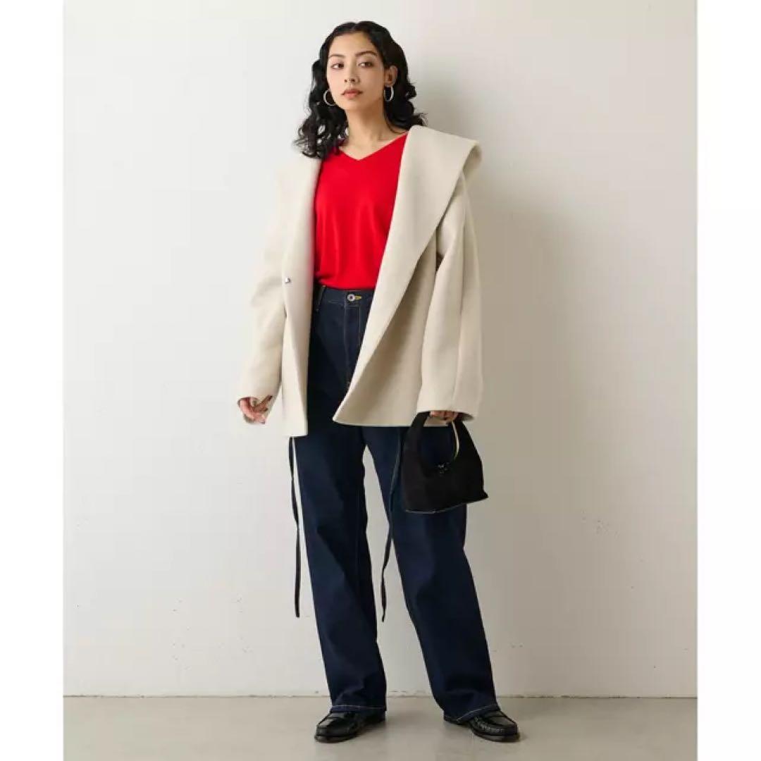 美品 WhimGazette ウィムガゼット メリンプフーデッドコート ベージュ