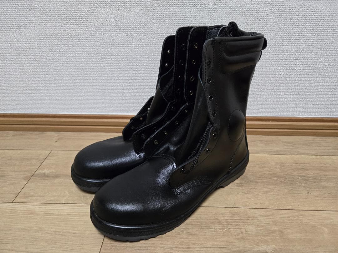 ミドリ安全 革製 合成ゴム2層底 安全靴 長編上靴 作業靴 黒 27.5cm