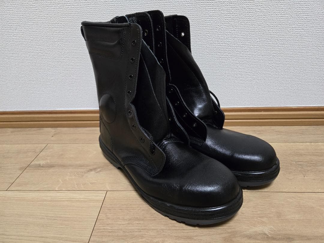 ミドリ安全 革製 合成ゴム2層底 安全靴 長編上靴 作業靴 黒 27.5cm