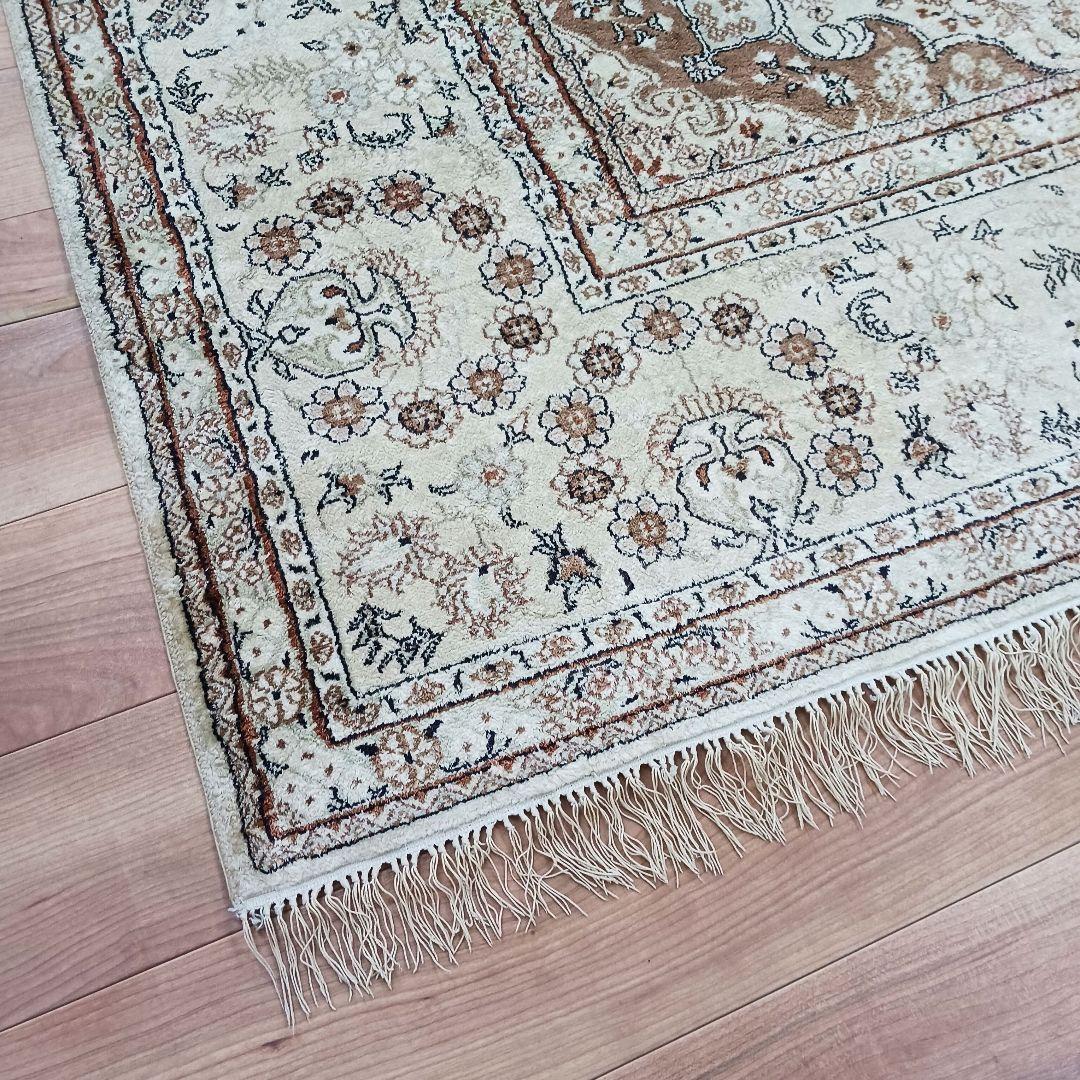 Y3248 中国シルク絨毯 シルク100% 手織り150段 大判3m越え