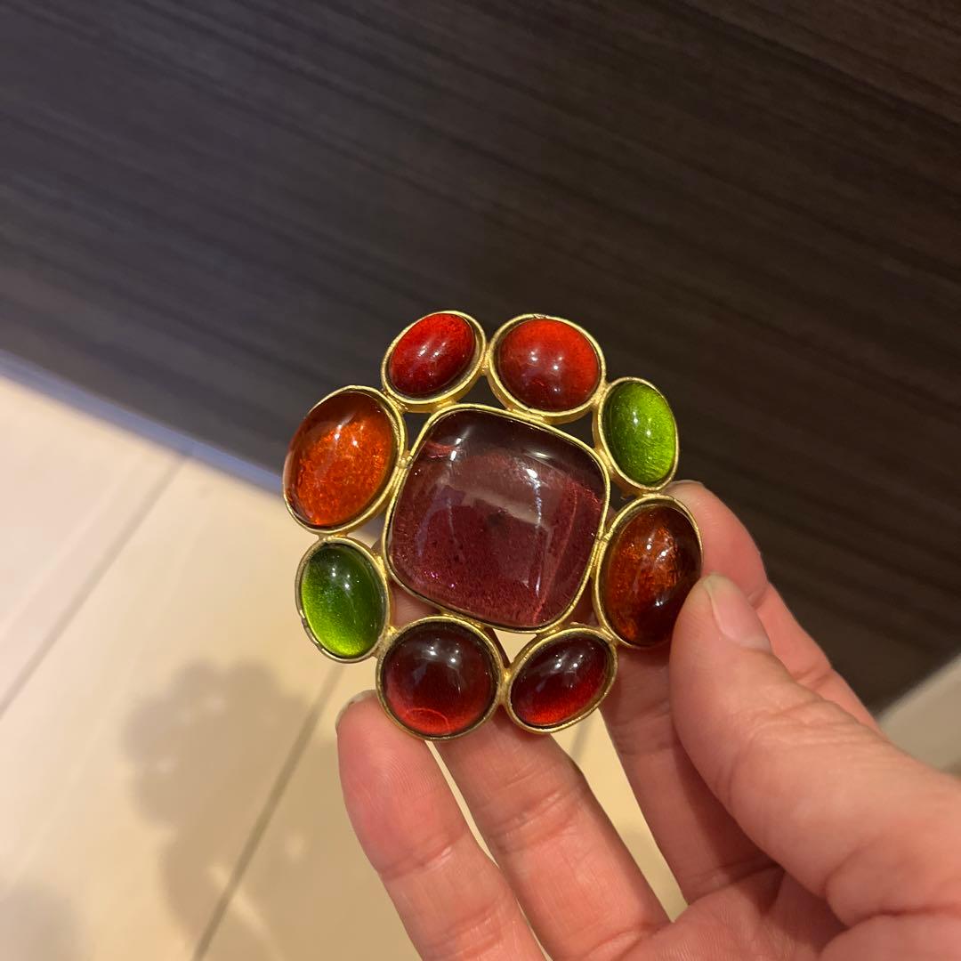 ヴィンテージブローチ ストーン カラフル ゴールド フィリップフェラン