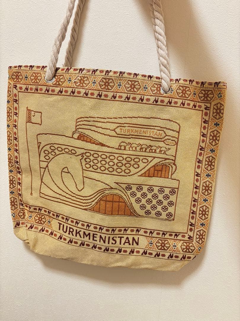 トルクメニスタン トートバッグ 関西万博 2025 数量限定グッズ 大阪関西万博 トルクメニスタン館 トートバッグ ブルー