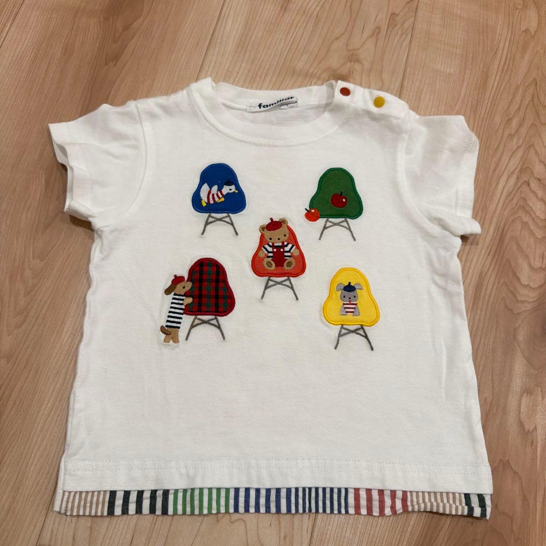 familiar 90cm 男の子 近年デザインのTシャツ3点セット キッズウェア