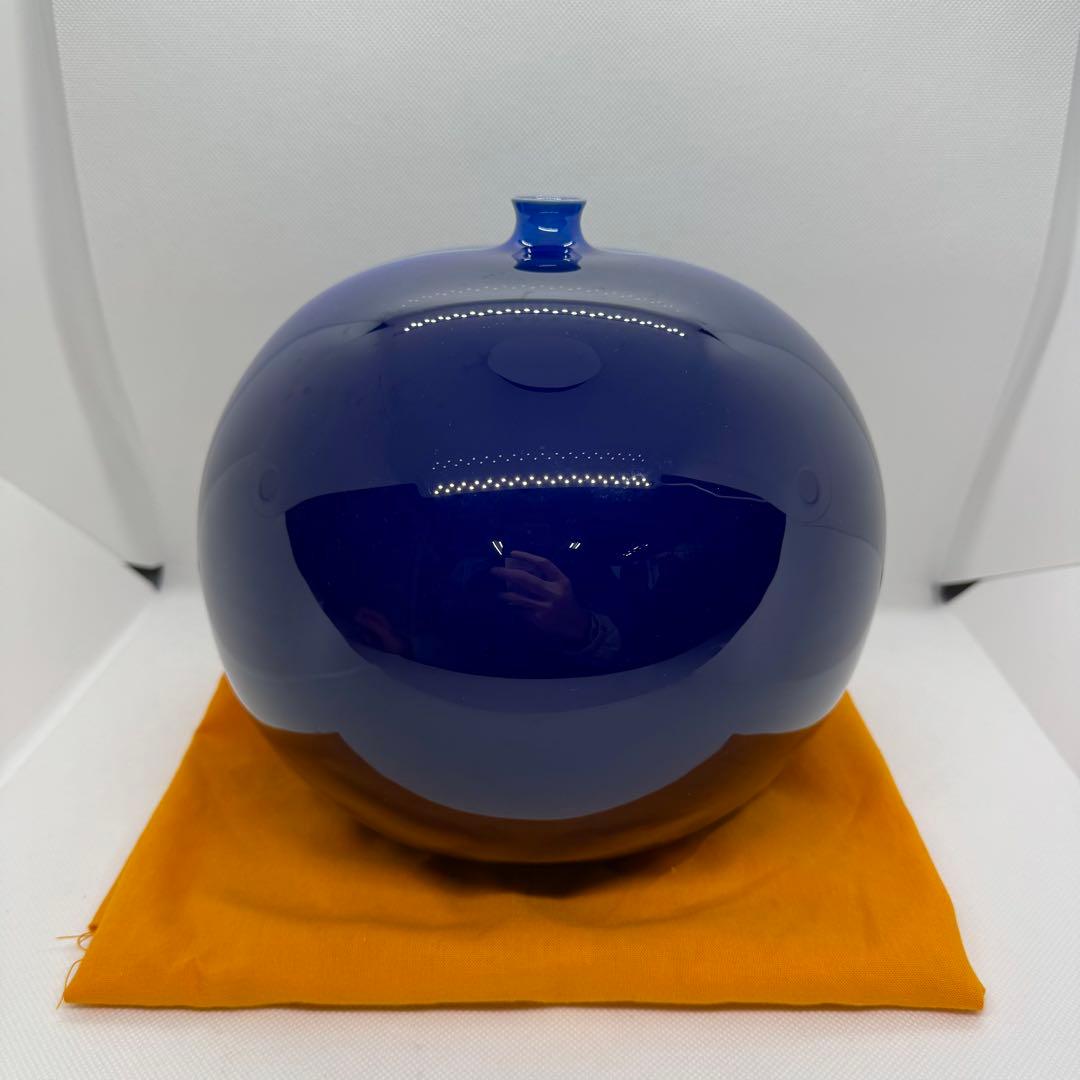 超希少】九谷焼 人間国宝 三代 徳田八十吉 耀彩 線文 花瓶 金文字 壺