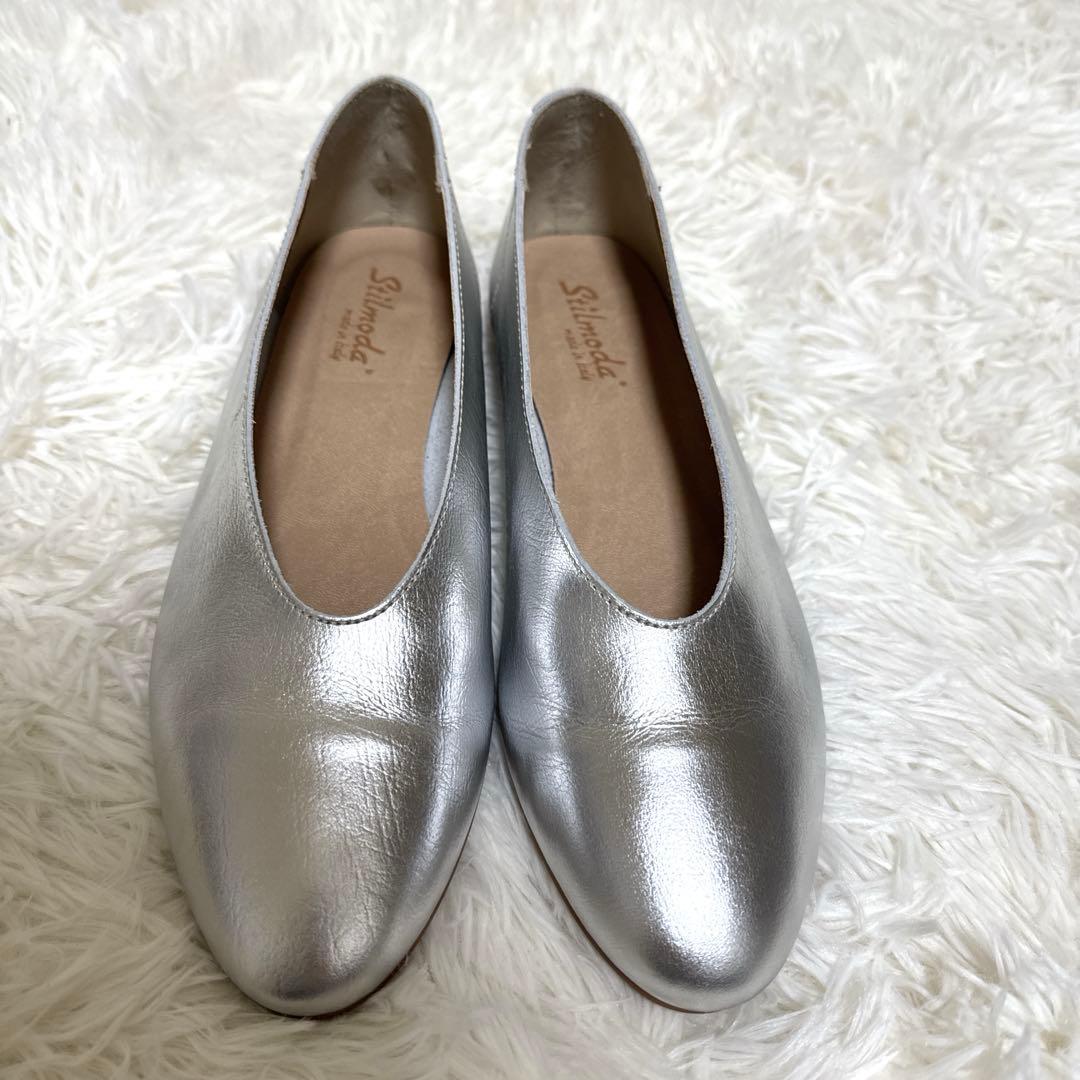 ◇美品◇Stilmoda ラウンドトゥパンプス フラットシューズ シルバー 39