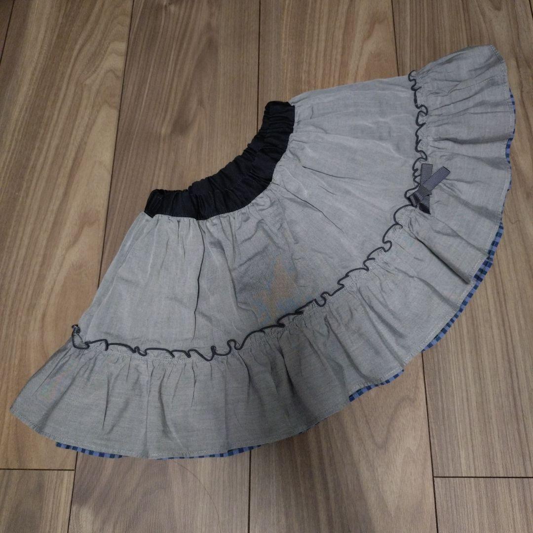 familiar ファミリア スカート リバーシブル 青色チェック 90 - メルカリ