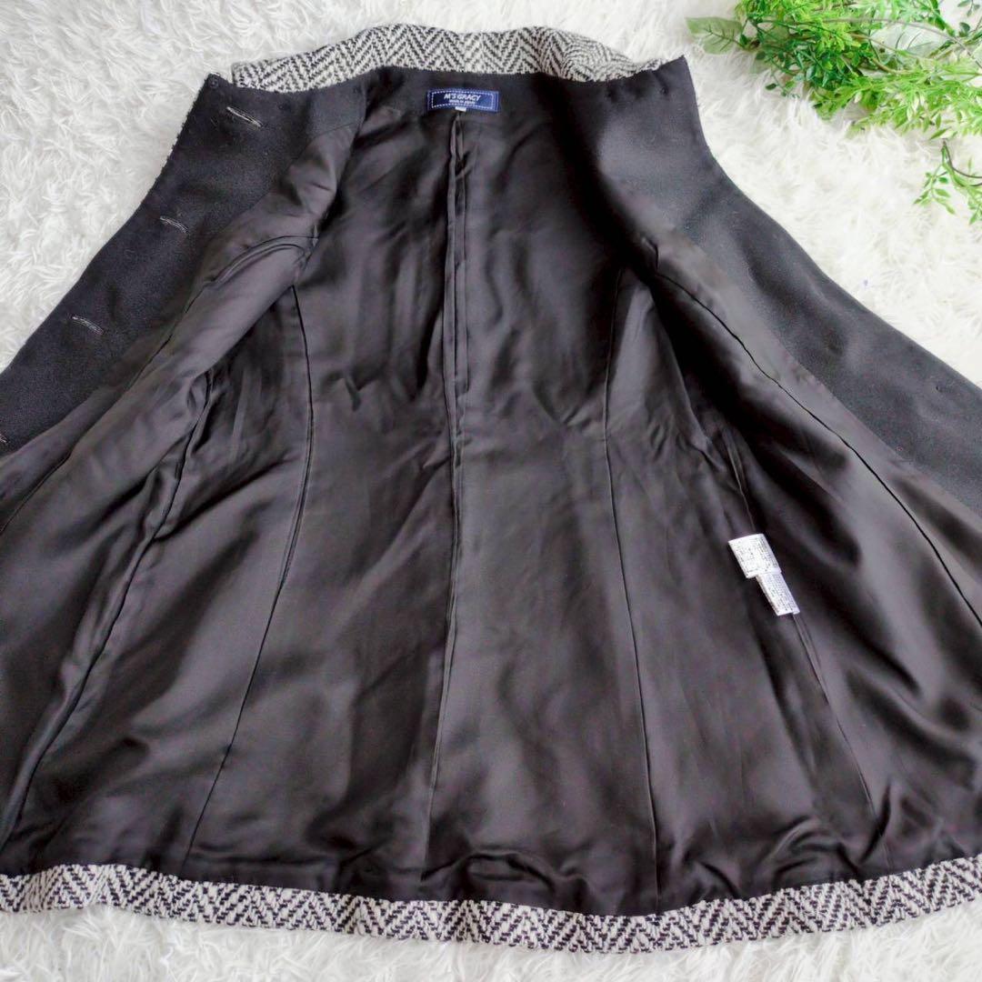 M´S GRACY 3way コート ケープ ベスト ジレ ヘリンボーン リボン