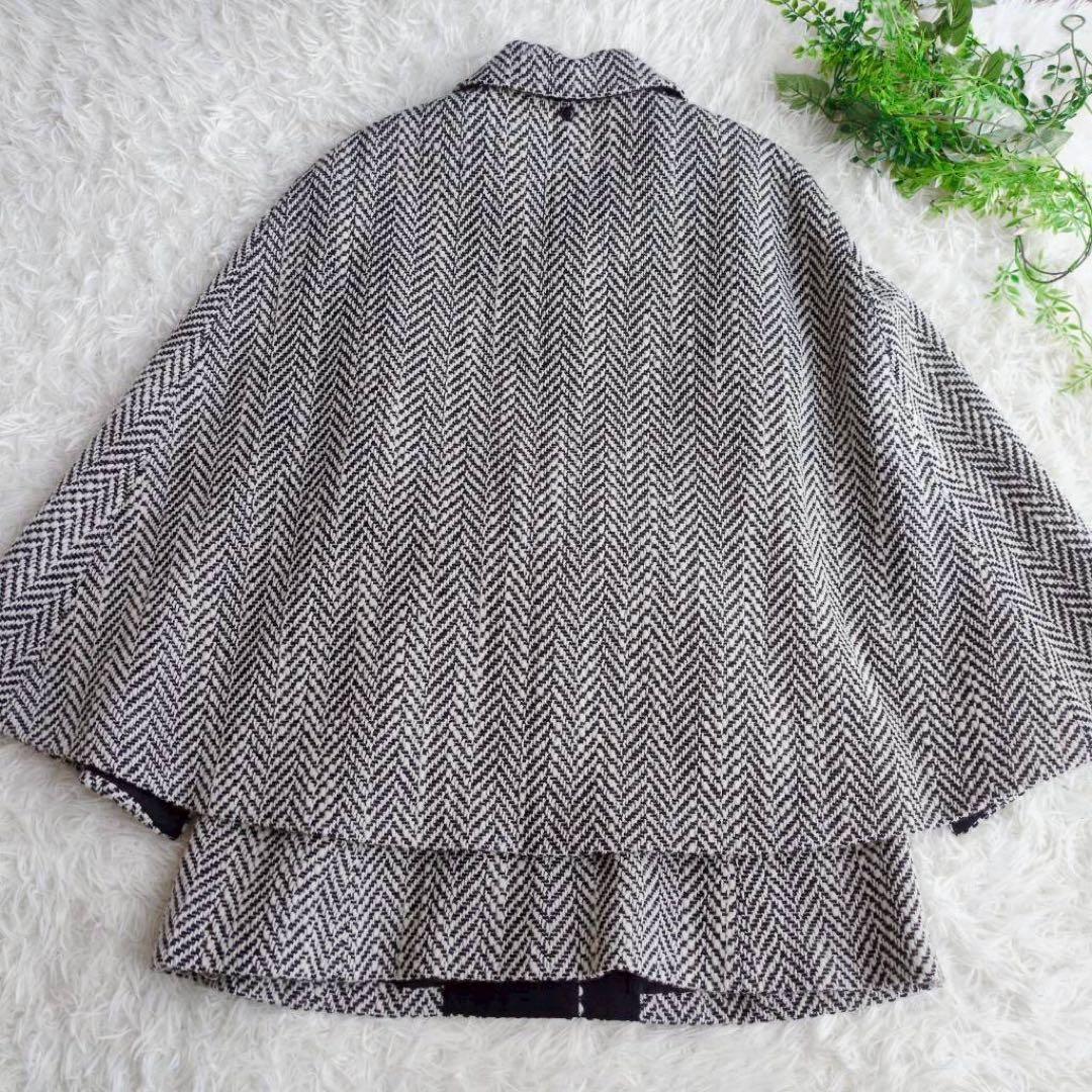 M´S GRACY 3way コート ケープ ベスト ジレ ヘリンボーン リボン