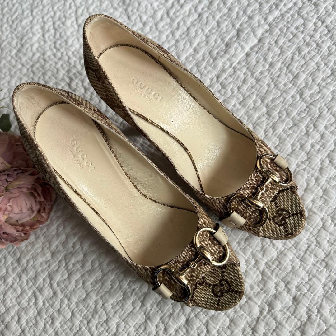 美品✨GUCCI ホースビットパンプス ggキャンバス 22.5cm