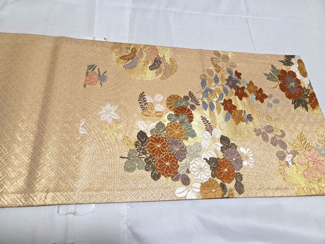 B5◇着物くつろぎ 美品 唐織 佐賀錦 雪輪能衣文 六通 正絹 フォーマル