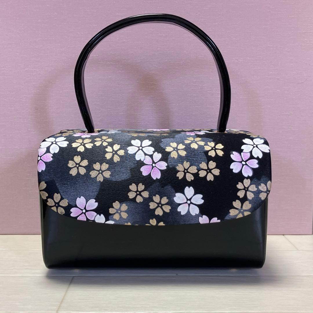 《未使用》草履バッグセット　舞桜　黒　成人式　24.5 箱付き