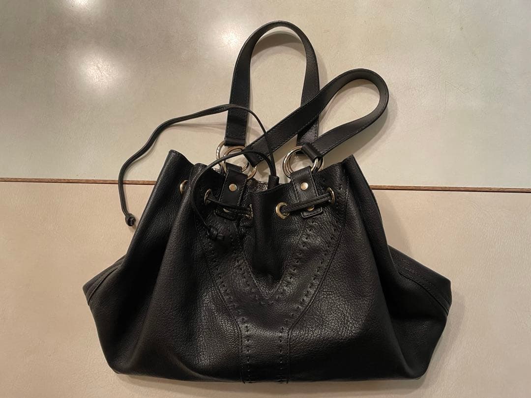 SAINT LAURENT サンローラン リバーシブルバッグ 黒 ブロンズ