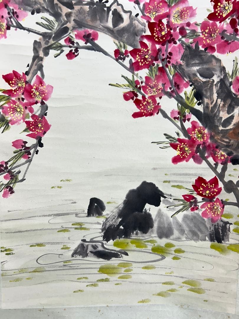 痩石 墨彩 紙本 掛軸 双副 春 夏 民国 清 中国 - メルカリ