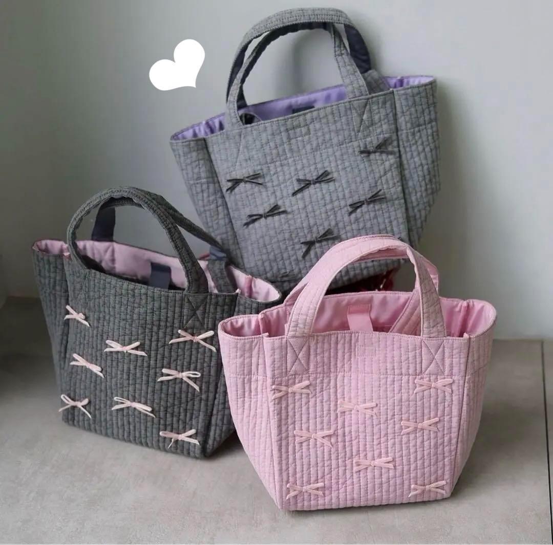 gypsohila ジプソフィア リボンバッグ トートバッグ グレー S - メルカリ