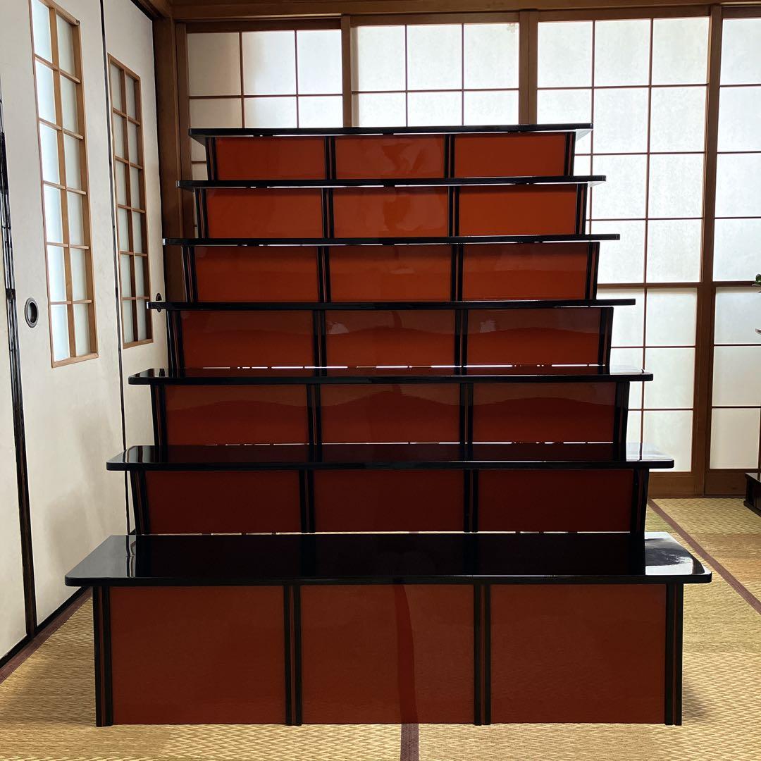 ②高級ひな壇 7段40号 木製黒塗り スチール【①②③同時購入限定